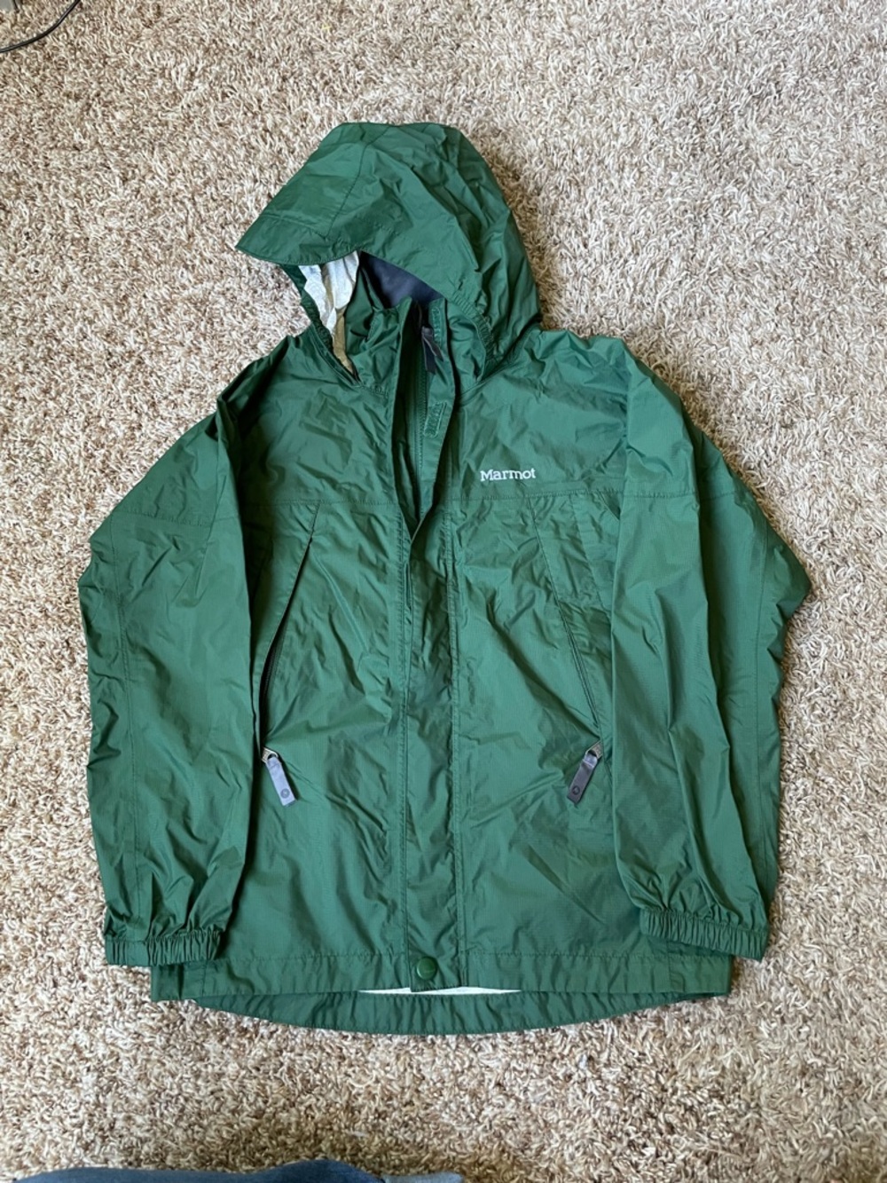 Marmot Green Hooded Shell Jacket - Kids Size M